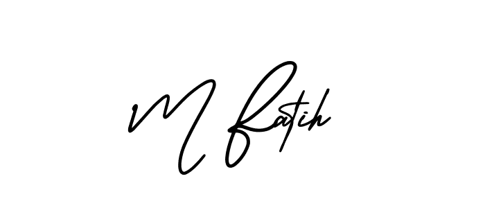 if you are searching for the best signature style for your name M Fatih. so please give up your signature search. here we have designed multiple signature styles  using AmerikaSignatureDemo-Regular. M Fatih signature style 3 images and pictures png