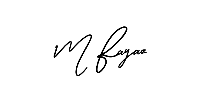The best way (AmerikaSignatureDemo-Regular) to make a short signature is to pick only two or three words in your name. The name M Fayaz include a total of six letters. For converting this name. M Fayaz signature style 3 images and pictures png