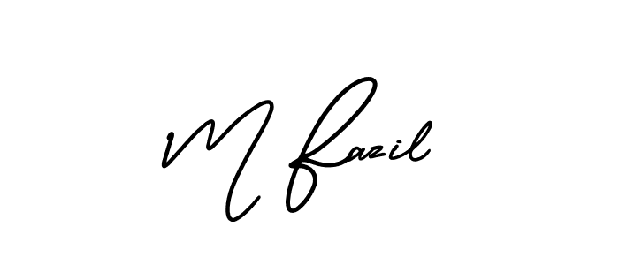 You should practise on your own different ways (AmerikaSignatureDemo-Regular) to write your name (M Fazil) in signature. don't let someone else do it for you. M Fazil signature style 3 images and pictures png