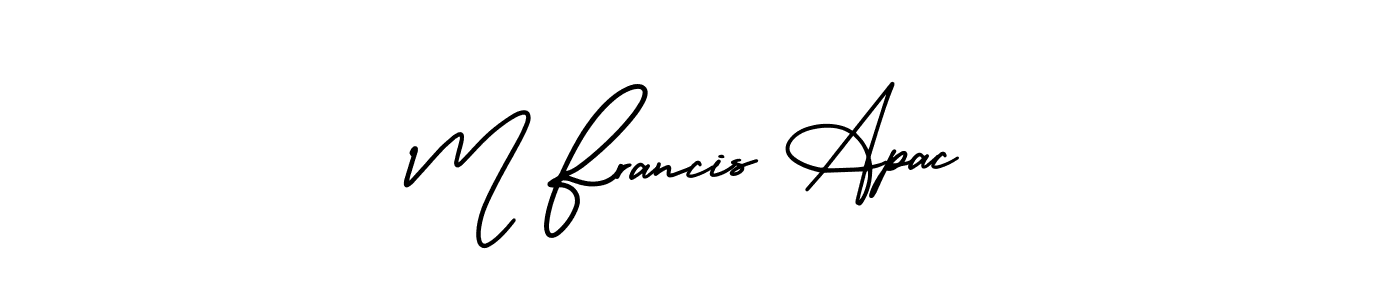 The best way (AmerikaSignatureDemo-Regular) to make a short signature is to pick only two or three words in your name. The name M Francis Apac include a total of six letters. For converting this name. M Francis Apac signature style 3 images and pictures png