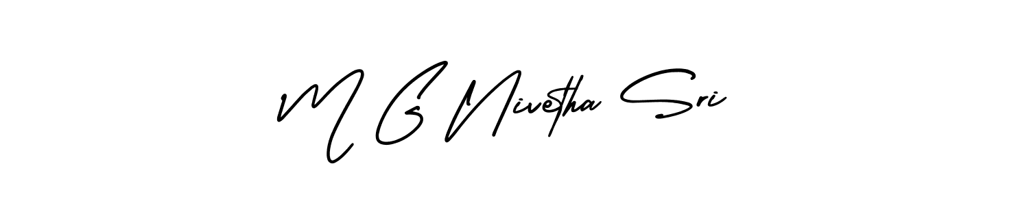 M G Nivetha Sri stylish signature style. Best Handwritten Sign (AmerikaSignatureDemo-Regular) for my name. Handwritten Signature Collection Ideas for my name M G Nivetha Sri. M G Nivetha Sri signature style 3 images and pictures png