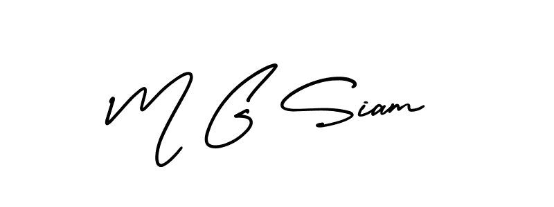 How to make M G Siam name signature. Use AmerikaSignatureDemo-Regular style for creating short signs online. This is the latest handwritten sign. M G Siam signature style 3 images and pictures png