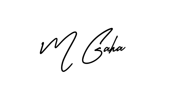 The best way (AmerikaSignatureDemo-Regular) to make a short signature is to pick only two or three words in your name. The name M Gaha include a total of six letters. For converting this name. M Gaha signature style 3 images and pictures png