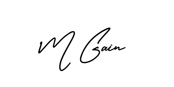 The best way (AmerikaSignatureDemo-Regular) to make a short signature is to pick only two or three words in your name. The name M Gain include a total of six letters. For converting this name. M Gain signature style 3 images and pictures png