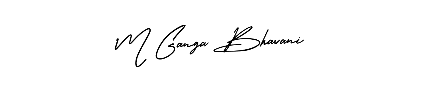 M Ganga Bhavani stylish signature style. Best Handwritten Sign (AmerikaSignatureDemo-Regular) for my name. Handwritten Signature Collection Ideas for my name M Ganga Bhavani. M Ganga Bhavani signature style 3 images and pictures png