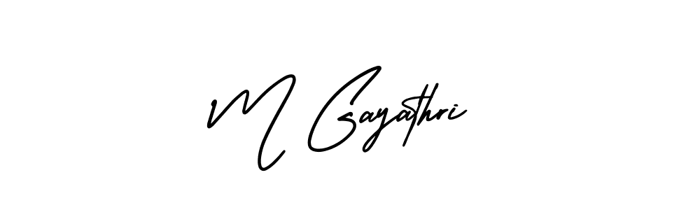 The best way (AmerikaSignatureDemo-Regular) to make a short signature is to pick only two or three words in your name. The name M Gayathri include a total of six letters. For converting this name. M Gayathri signature style 3 images and pictures png