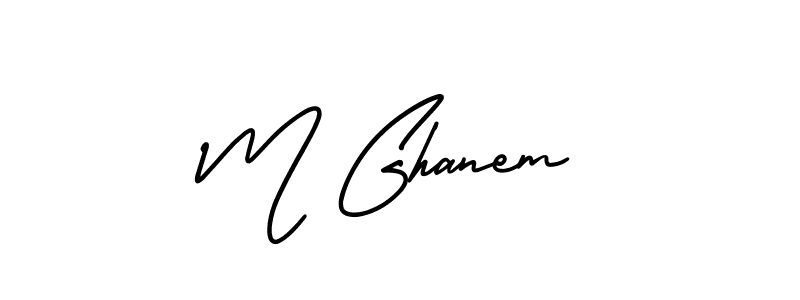 The best way (AmerikaSignatureDemo-Regular) to make a short signature is to pick only two or three words in your name. The name M Ghanem include a total of six letters. For converting this name. M Ghanem signature style 3 images and pictures png