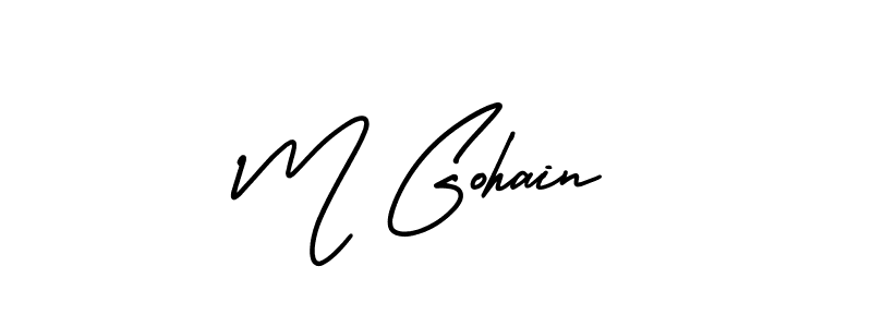 Similarly AmerikaSignatureDemo-Regular is the best handwritten signature design. Signature creator online .You can use it as an online autograph creator for name M Gohain. M Gohain signature style 3 images and pictures png