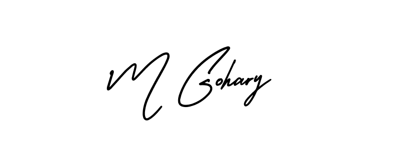 How to make M Gohary name signature. Use AmerikaSignatureDemo-Regular style for creating short signs online. This is the latest handwritten sign. M Gohary signature style 3 images and pictures png