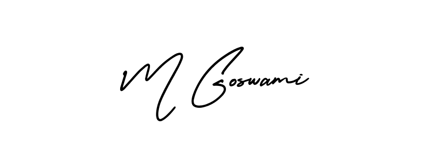 Make a beautiful signature design for name M Goswami. With this signature (AmerikaSignatureDemo-Regular) style, you can create a handwritten signature for free. M Goswami signature style 3 images and pictures png