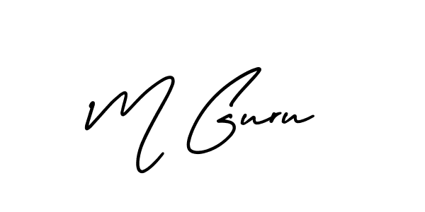 The best way (AmerikaSignatureDemo-Regular) to make a short signature is to pick only two or three words in your name. The name M Guru include a total of six letters. For converting this name. M Guru signature style 3 images and pictures png