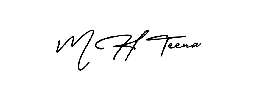 This is the best signature style for the M H Teena name. Also you like these signature font (AmerikaSignatureDemo-Regular). Mix name signature. M H Teena signature style 3 images and pictures png