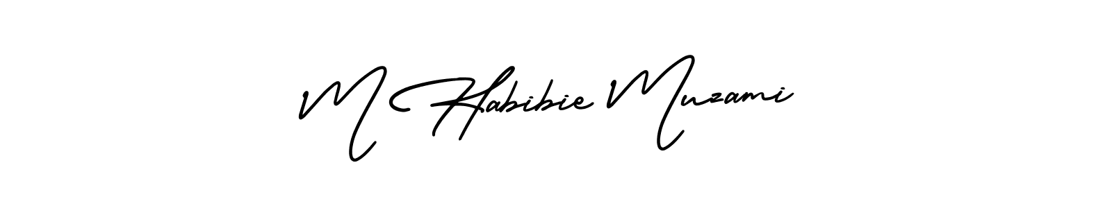 M Habibie Muzami stylish signature style. Best Handwritten Sign (AmerikaSignatureDemo-Regular) for my name. Handwritten Signature Collection Ideas for my name M Habibie Muzami. M Habibie Muzami signature style 3 images and pictures png
