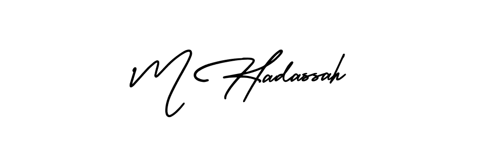 Design your own signature with our free online signature maker. With this signature software, you can create a handwritten (AmerikaSignatureDemo-Regular) signature for name M Hadassah. M Hadassah signature style 3 images and pictures png