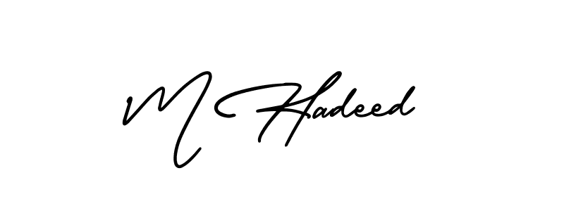 if you are searching for the best signature style for your name M Hadeed. so please give up your signature search. here we have designed multiple signature styles  using AmerikaSignatureDemo-Regular. M Hadeed signature style 3 images and pictures png