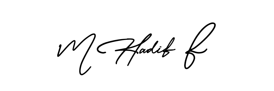 Also You can easily find your signature by using the search form. We will create M Hadif F name handwritten signature images for you free of cost using AmerikaSignatureDemo-Regular sign style. M Hadif F signature style 3 images and pictures png
