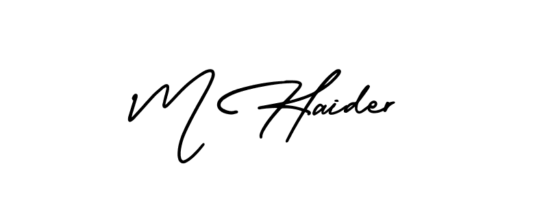 Create a beautiful signature design for name M Haider. With this signature (AmerikaSignatureDemo-Regular) fonts, you can make a handwritten signature for free. M Haider signature style 3 images and pictures png