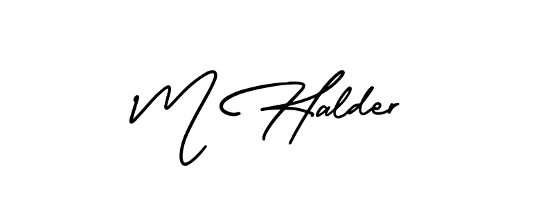 How to make M Halder name signature. Use AmerikaSignatureDemo-Regular style for creating short signs online. This is the latest handwritten sign. M Halder signature style 3 images and pictures png