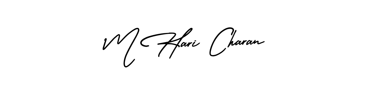 This is the best signature style for the M Hari Charan name. Also you like these signature font (AmerikaSignatureDemo-Regular). Mix name signature. M Hari Charan signature style 3 images and pictures png
