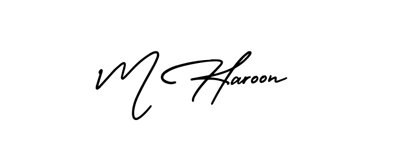 Design your own signature with our free online signature maker. With this signature software, you can create a handwritten (AmerikaSignatureDemo-Regular) signature for name M Haroon. M Haroon signature style 3 images and pictures png