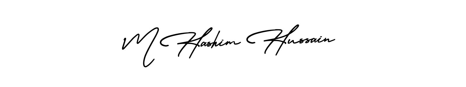 The best way (AmerikaSignatureDemo-Regular) to make a short signature is to pick only two or three words in your name. The name M Hashim Hussain include a total of six letters. For converting this name. M Hashim Hussain signature style 3 images and pictures png