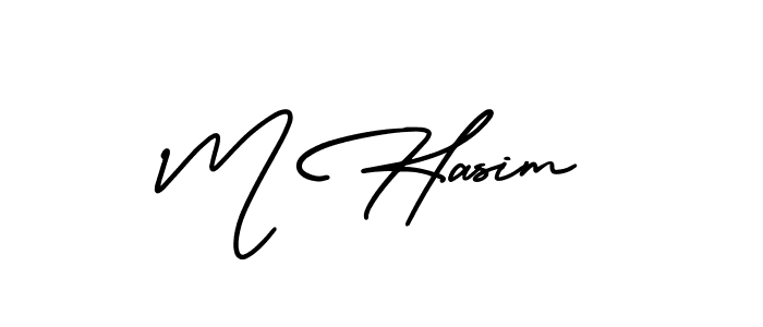 Design your own signature with our free online signature maker. With this signature software, you can create a handwritten (AmerikaSignatureDemo-Regular) signature for name M Hasim. M Hasim signature style 3 images and pictures png
