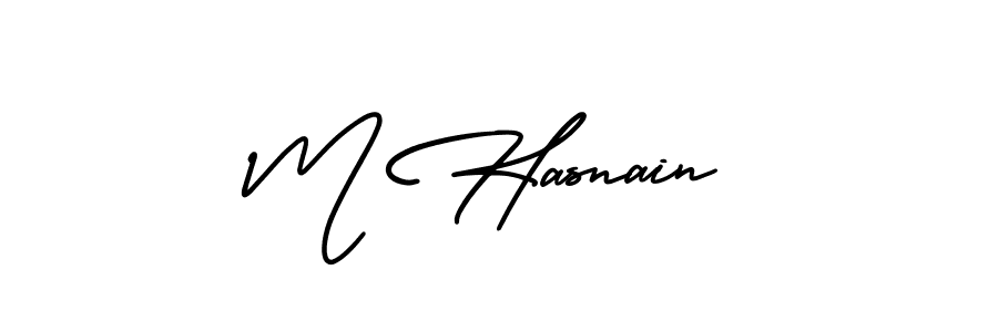 Use a signature maker to create a handwritten signature online. With this signature software, you can design (AmerikaSignatureDemo-Regular) your own signature for name M Hasnain. M Hasnain signature style 3 images and pictures png