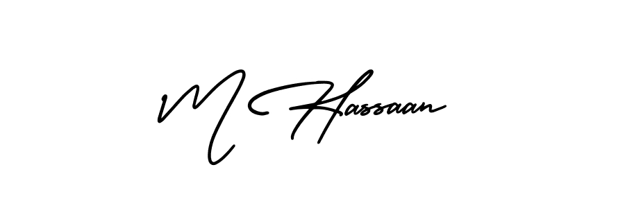 Use a signature maker to create a handwritten signature online. With this signature software, you can design (AmerikaSignatureDemo-Regular) your own signature for name M Hassaan. M Hassaan signature style 3 images and pictures png