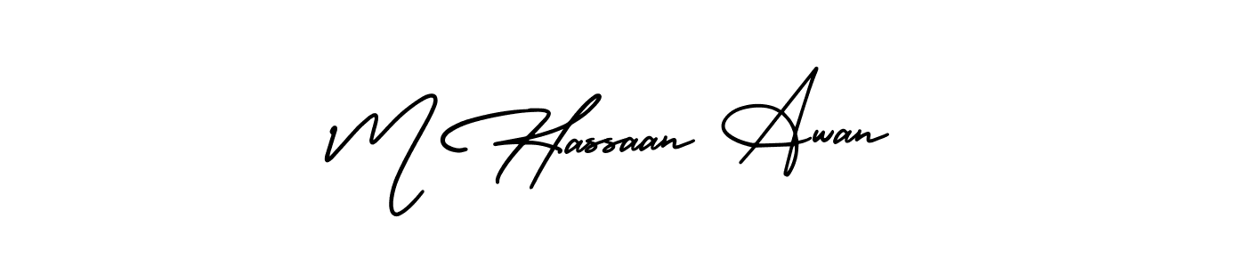 Similarly AmerikaSignatureDemo-Regular is the best handwritten signature design. Signature creator online .You can use it as an online autograph creator for name M Hassaan Awan. M Hassaan Awan signature style 3 images and pictures png