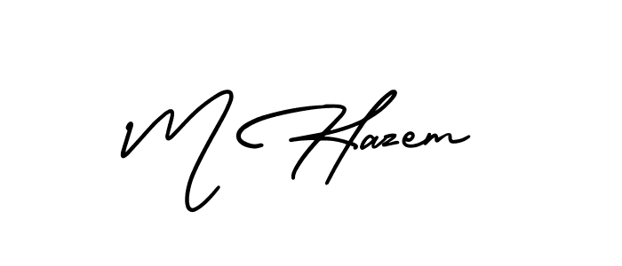 How to make M Hazem name signature. Use AmerikaSignatureDemo-Regular style for creating short signs online. This is the latest handwritten sign. M Hazem signature style 3 images and pictures png
