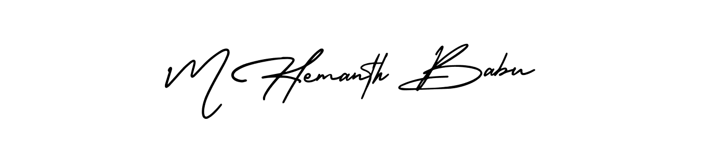 if you are searching for the best signature style for your name M Hemanth Babu. so please give up your signature search. here we have designed multiple signature styles  using AmerikaSignatureDemo-Regular. M Hemanth Babu signature style 3 images and pictures png