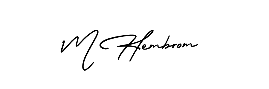 Also You can easily find your signature by using the search form. We will create M Hembrom name handwritten signature images for you free of cost using AmerikaSignatureDemo-Regular sign style. M Hembrom signature style 3 images and pictures png