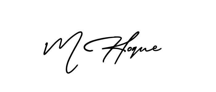 How to make M Hoque name signature. Use AmerikaSignatureDemo-Regular style for creating short signs online. This is the latest handwritten sign. M Hoque signature style 3 images and pictures png