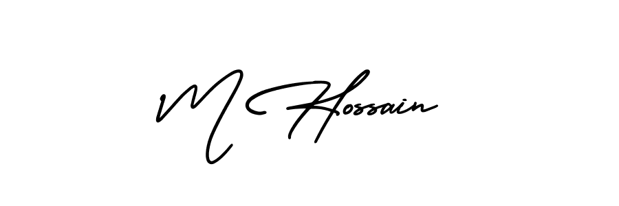 Use a signature maker to create a handwritten signature online. With this signature software, you can design (AmerikaSignatureDemo-Regular) your own signature for name M Hossain. M Hossain signature style 3 images and pictures png