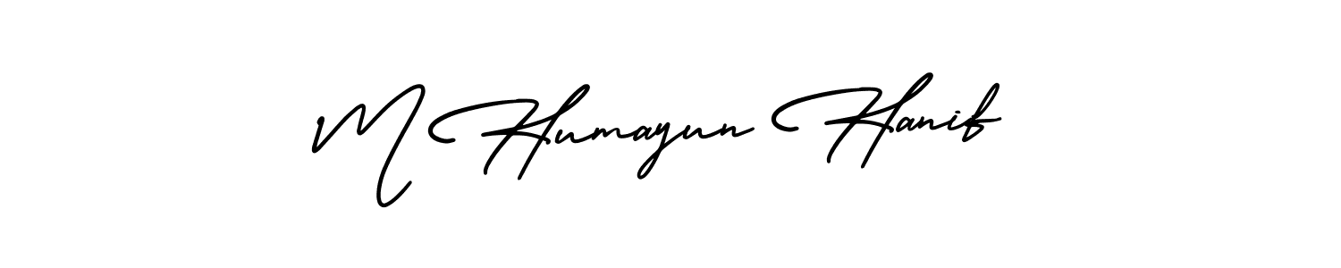 How to make M Humayun Hanif name signature. Use AmerikaSignatureDemo-Regular style for creating short signs online. This is the latest handwritten sign. M Humayun Hanif signature style 3 images and pictures png