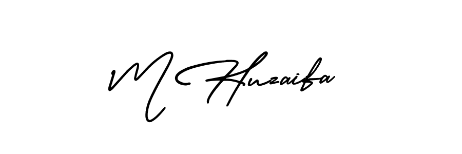 How to make M Huzaifa name signature. Use AmerikaSignatureDemo-Regular style for creating short signs online. This is the latest handwritten sign. M Huzaifa signature style 3 images and pictures png