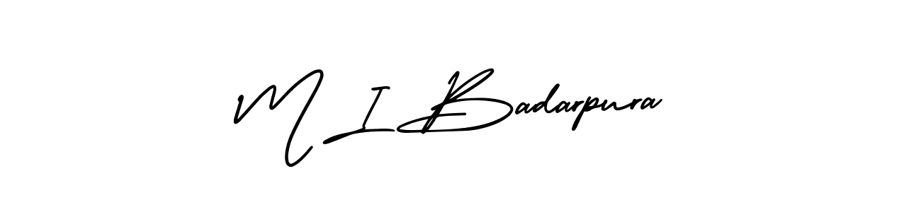 How to make M I Badarpura name signature. Use AmerikaSignatureDemo-Regular style for creating short signs online. This is the latest handwritten sign. M I Badarpura signature style 3 images and pictures png