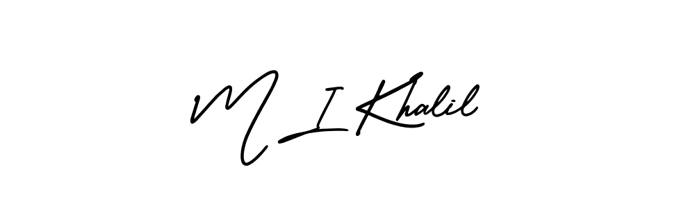 The best way (AmerikaSignatureDemo-Regular) to make a short signature is to pick only two or three words in your name. The name M I Khalil include a total of six letters. For converting this name. M I Khalil signature style 3 images and pictures png