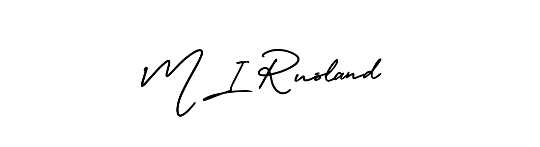 Similarly AmerikaSignatureDemo-Regular is the best handwritten signature design. Signature creator online .You can use it as an online autograph creator for name M I Rusland. M I Rusland signature style 3 images and pictures png