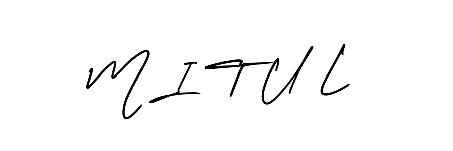 You should practise on your own different ways (AmerikaSignatureDemo-Regular) to write your name (M I T U L) in signature. don't let someone else do it for you. M I T U L signature style 3 images and pictures png