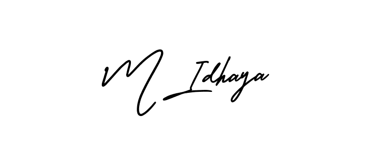 M Idhaya stylish signature style. Best Handwritten Sign (AmerikaSignatureDemo-Regular) for my name. Handwritten Signature Collection Ideas for my name M Idhaya. M Idhaya signature style 3 images and pictures png