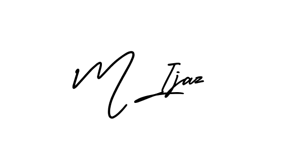 You should practise on your own different ways (AmerikaSignatureDemo-Regular) to write your name (M Ijaz) in signature. don't let someone else do it for you. M Ijaz signature style 3 images and pictures png