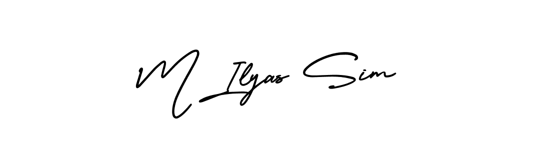 M Ilyas Sim stylish signature style. Best Handwritten Sign (AmerikaSignatureDemo-Regular) for my name. Handwritten Signature Collection Ideas for my name M Ilyas Sim. M Ilyas Sim signature style 3 images and pictures png