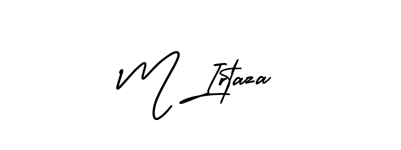 This is the best signature style for the M Irtaza name. Also you like these signature font (AmerikaSignatureDemo-Regular). Mix name signature. M Irtaza signature style 3 images and pictures png