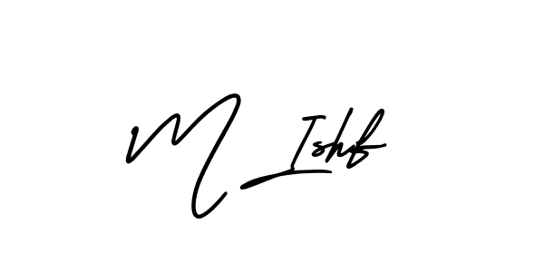 How to make M Ishf name signature. Use AmerikaSignatureDemo-Regular style for creating short signs online. This is the latest handwritten sign. M Ishf signature style 3 images and pictures png