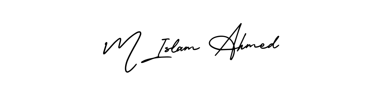 if you are searching for the best signature style for your name M Islam Ahmed. so please give up your signature search. here we have designed multiple signature styles  using AmerikaSignatureDemo-Regular. M Islam Ahmed signature style 3 images and pictures png