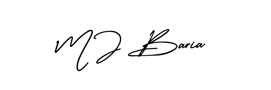 Create a beautiful signature design for name M J Baria. With this signature (AmerikaSignatureDemo-Regular) fonts, you can make a handwritten signature for free. M J Baria signature style 3 images and pictures png