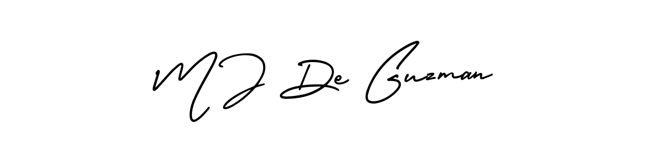 How to make M J De Guzman name signature. Use AmerikaSignatureDemo-Regular style for creating short signs online. This is the latest handwritten sign. M J De Guzman signature style 3 images and pictures png