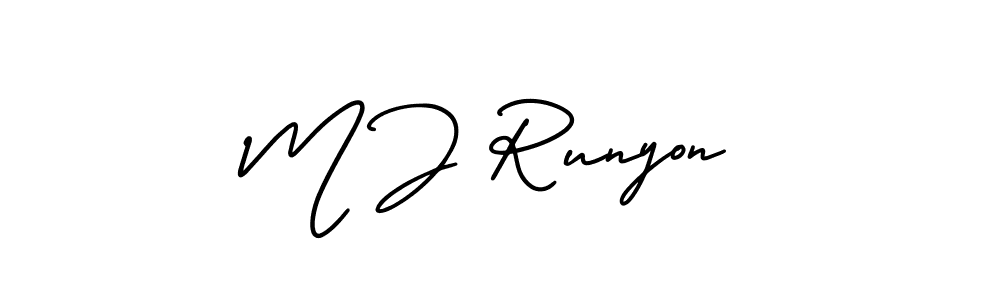 M J Runyon stylish signature style. Best Handwritten Sign (AmerikaSignatureDemo-Regular) for my name. Handwritten Signature Collection Ideas for my name M J Runyon. M J Runyon signature style 3 images and pictures png