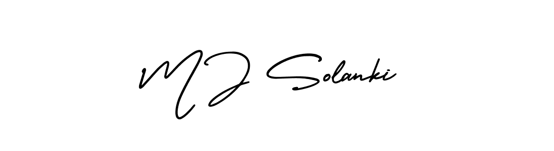 How to make M J Solanki name signature. Use AmerikaSignatureDemo-Regular style for creating short signs online. This is the latest handwritten sign. M J Solanki signature style 3 images and pictures png